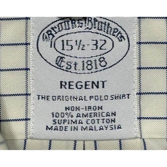 Brooks Brothers Regent Sz M Ivory Gingham Plaid Button Down Long Sleeve Shirt - Picture 6 of 9